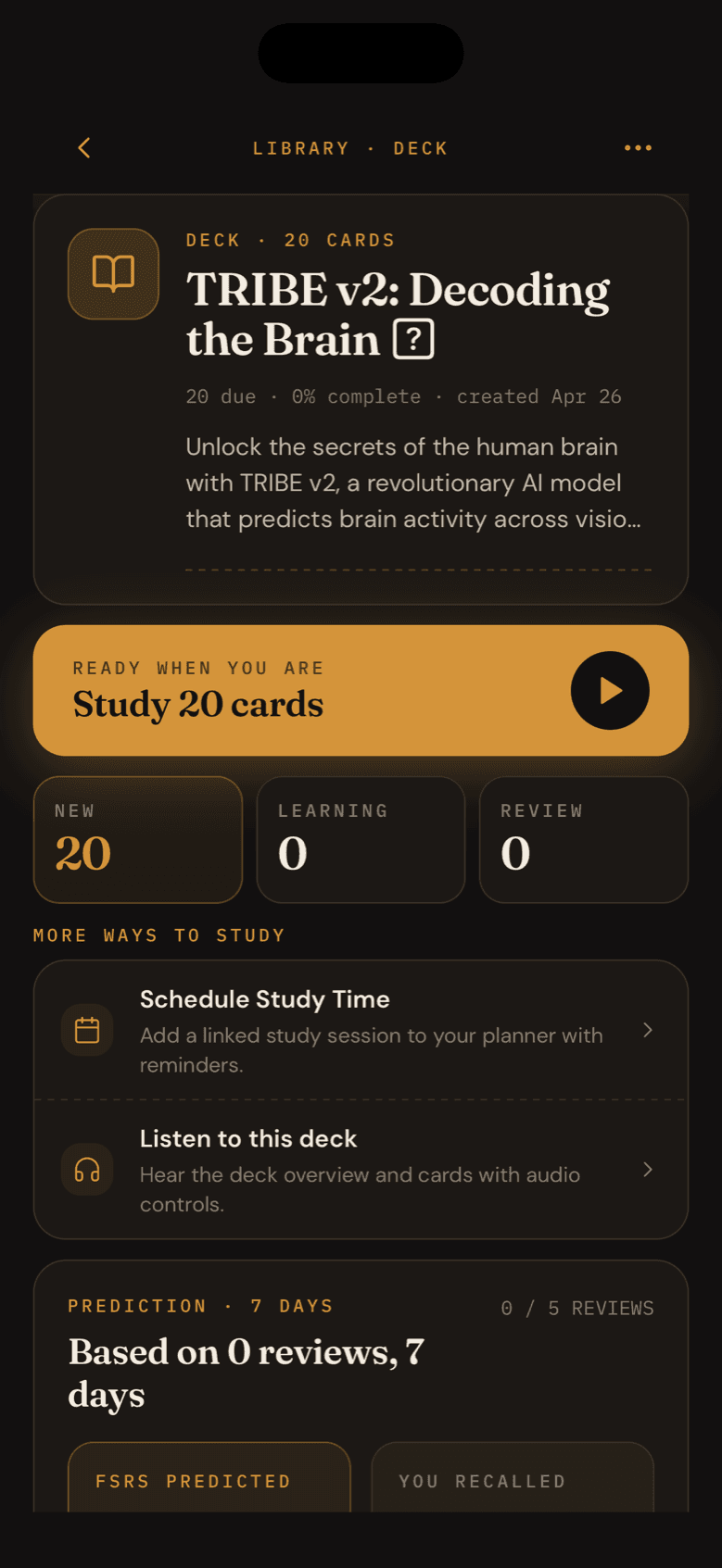 GoodOff flashcard study session with FSRS spaced repetition